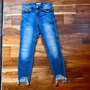 Cello Fringed Hem Skinny Ankle Jeans